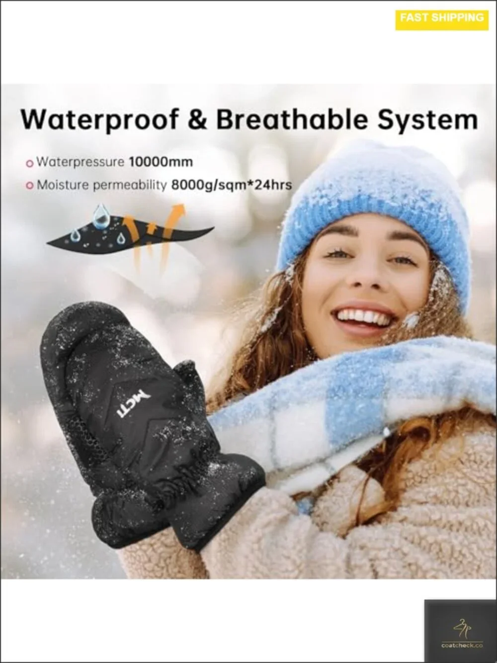 Women's Goose Down Mittens Ultra Light Waterproof Winter Ski Mittens